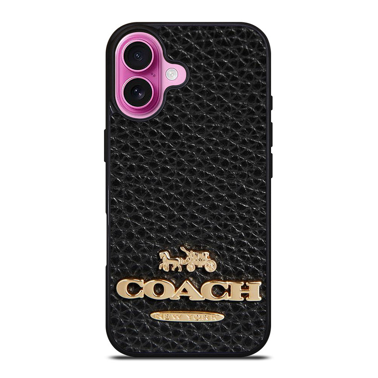 COACH NEW YORK BLACK LEATHER 2 iPhone 16 Plus Case Cover
