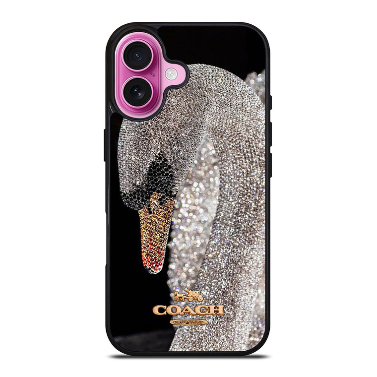 COACH NEW YORK LOGO DIAMOND SWAN iPhone 16 Plus Case Cover