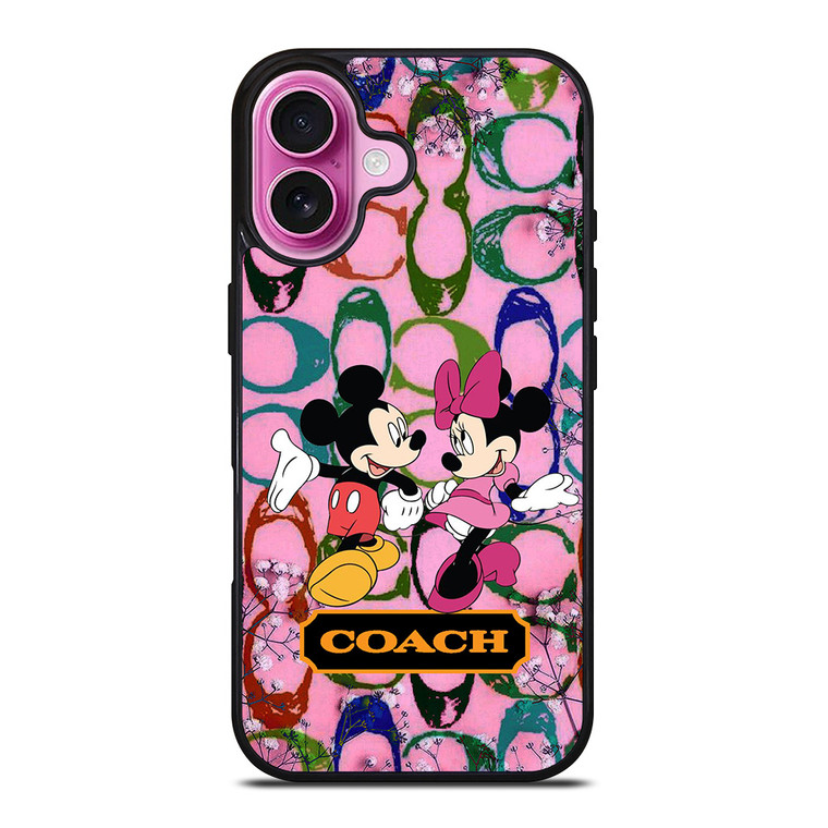 COACH PINK FLOWER MICKEY MINNIE iPhone 16 Plus Case Cover