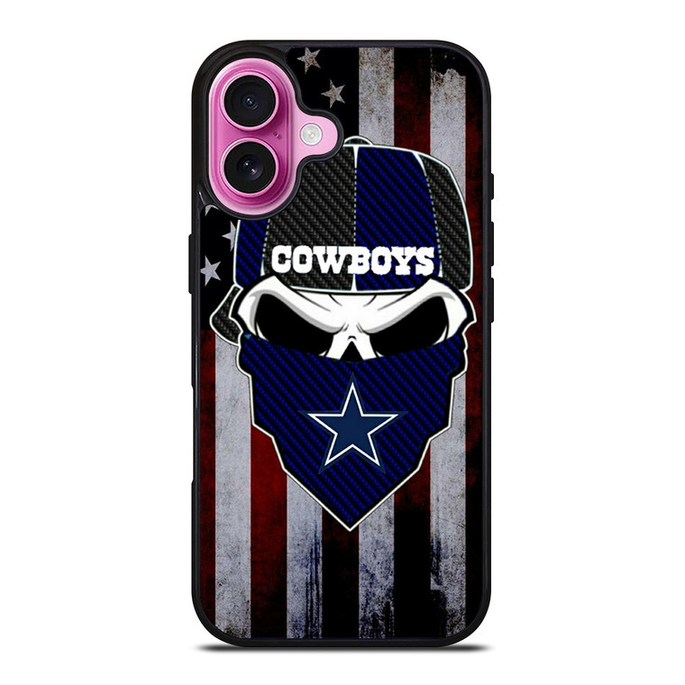 DALLAS COWBOYS SKULL USA FLAG iPhone 16 Plus Case Cover