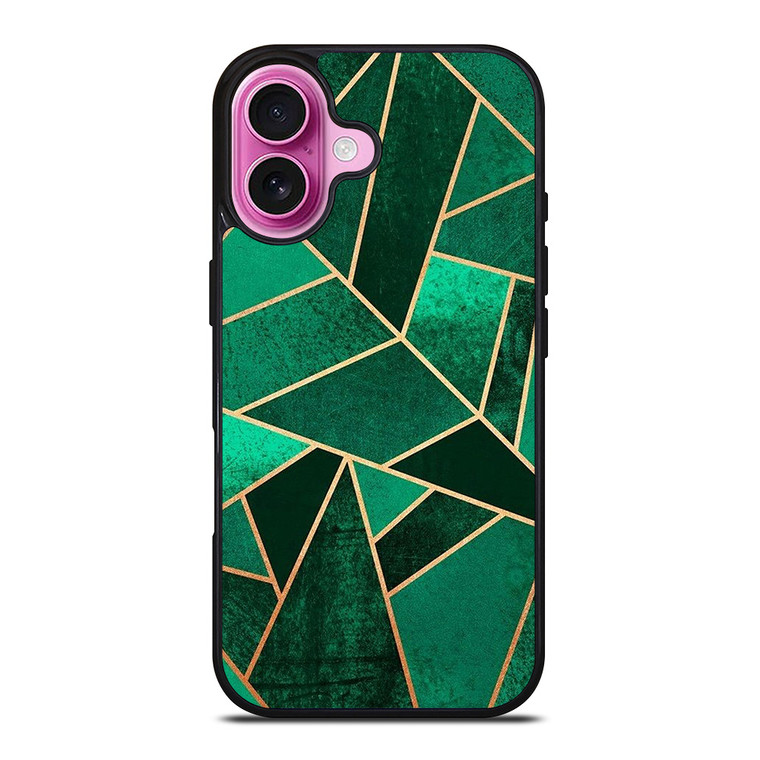 EMERALD AND COPPER GEOMETRIC PATTERN iPhone 16 Plus Case Cover