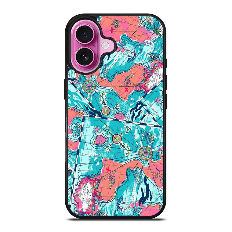 LILLY PULITZER MAP PATTERN iPhone 16 Plus Case Cover