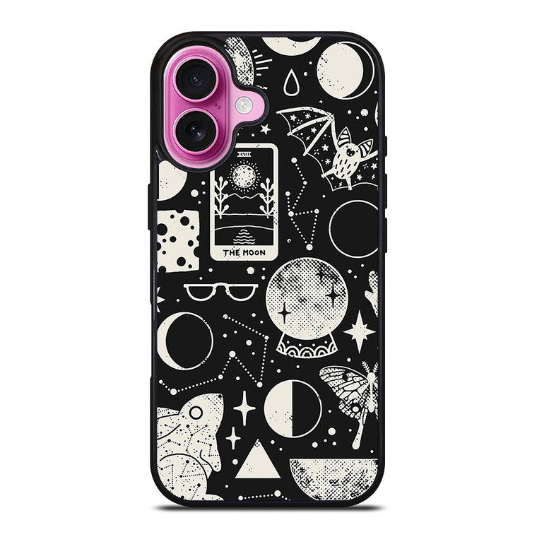 LUNAR PATTERN BLACK WHITE iPhone 16 Plus Case Cover