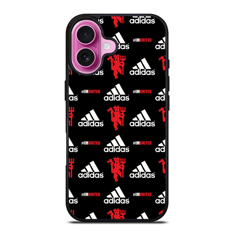 MANCHESTER UNITED ADIDAS PATTERN iPhone 16 Plus Case Cover