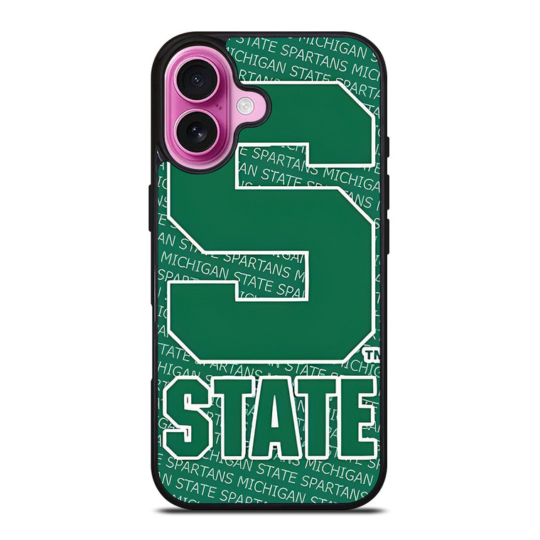 MICHIGAN STATE SPARTANS LOGO FOOTBALL EMBLEM iPhone 16 Plus Case Cover