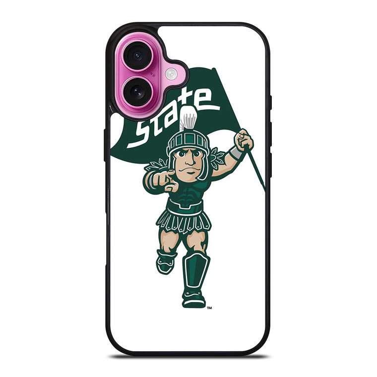 MICHIGAN STATE SPARTANS LOGO FOOTBALL MASCOT iPhone 16 Plus Case Cover