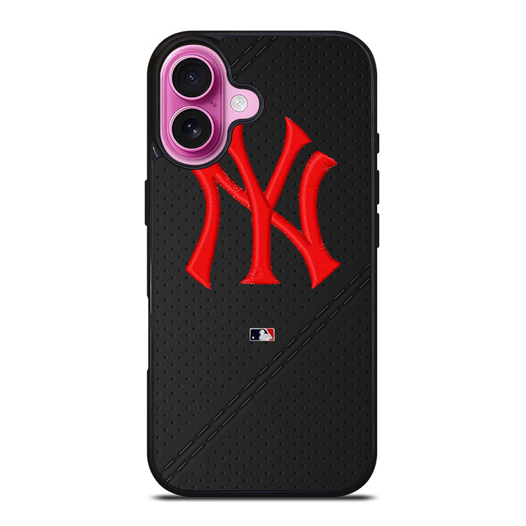 NEW YORK YANKEES STITCHING LEATHER iPhone 16 Plus Case Cover