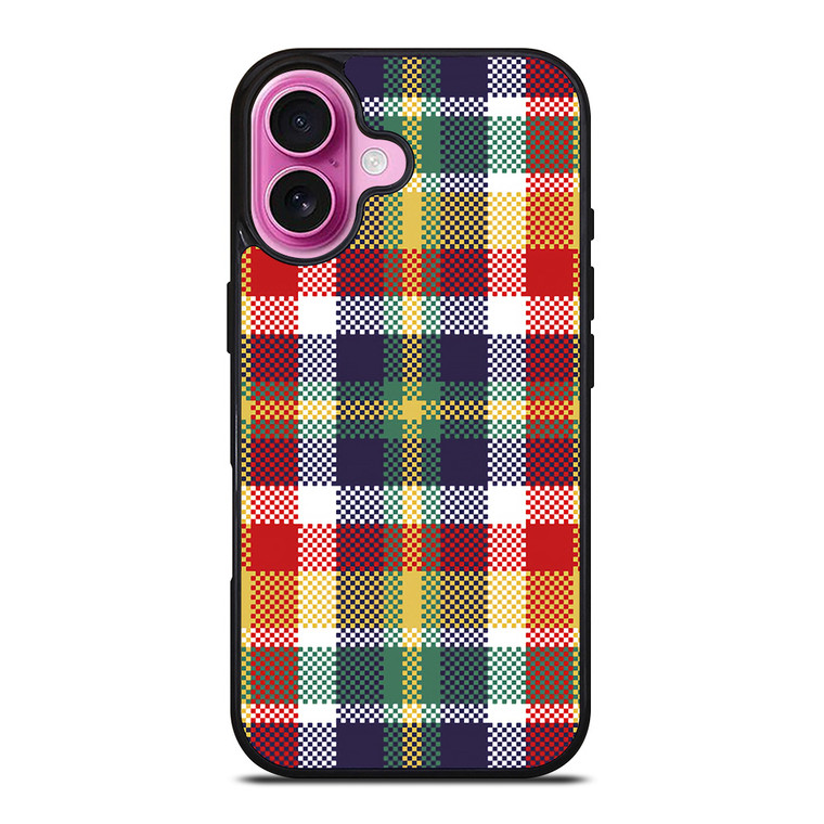 PIXELIZED TARTAN PATTERN iPhone 16 Plus Case Cover