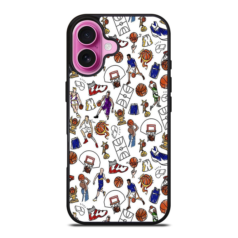 PLAYFUL BASKETBALL DOODLE ART iPhone 16 Plus Case Cover
