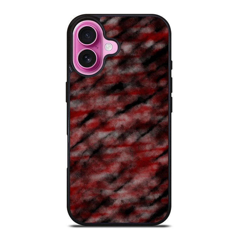 RED BLACK TIE DYE PATTERN iPhone 16 Plus Case Cover