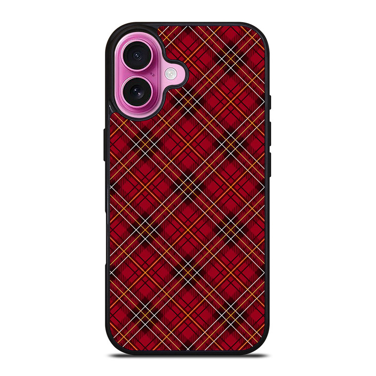 RED TARTAN CROSS PLAID iPhone 16 Plus Case Cover