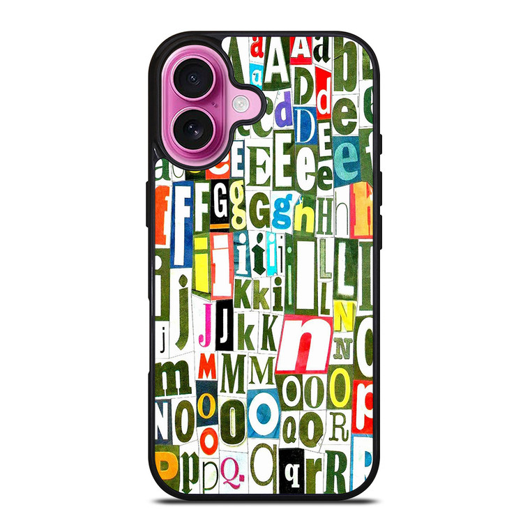 RETRO ALPHABET GREEN COLLAGE iPhone 16 Plus Case Cover