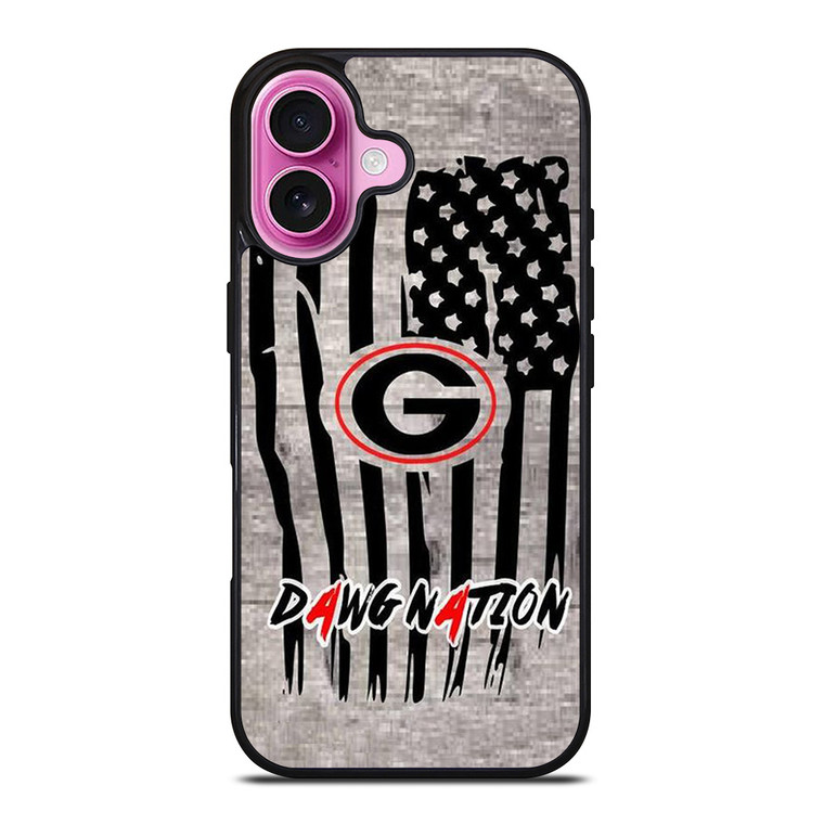 UNIVERSITY OF GEORGIA BULLDOGSWOODEN LOGO iPhone 16 Plus Case Cover