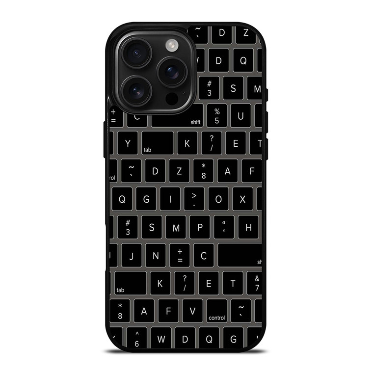BLACK KEYBOARD PATTERN iPhone 16 Pro Max Case Cover