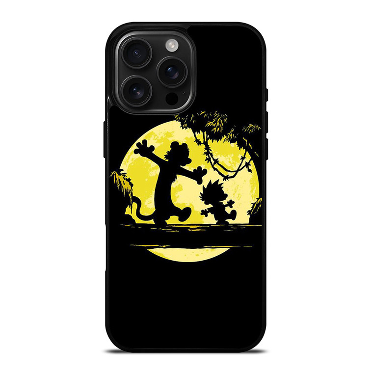 CALVIN AND HOBBES BLACK CARTOON iPhone 16 Pro Max Case Cover