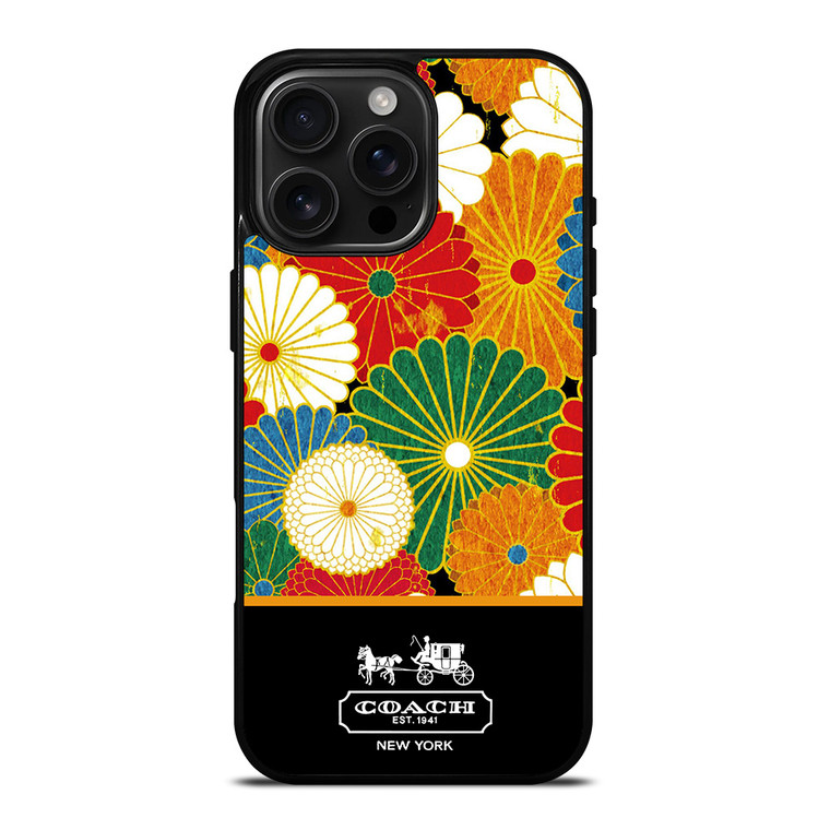 COACH NEW YORK COLORFUL FLORAL LOGO iPhone 16 Pro Max Case Cover