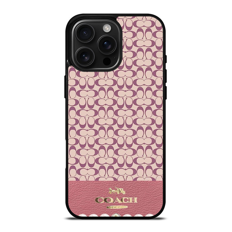 COACH NEW YORK LOGO PINK EMBLEM PATTERN iPhone 16 Pro Max Case Cover