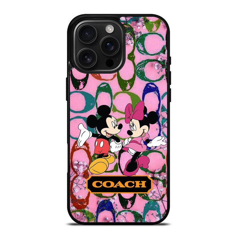 COACH PINK FLOWER MICKEY MINNIE iPhone 16 Pro Max Case Cover