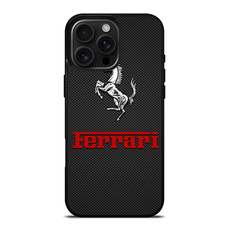 FERRARI HORSE CARBON LOGO iPhone 16 Pro Max Case Cover FERRARI HORSE CARBON LOGO iPhone 16 Pro Max Case Cover