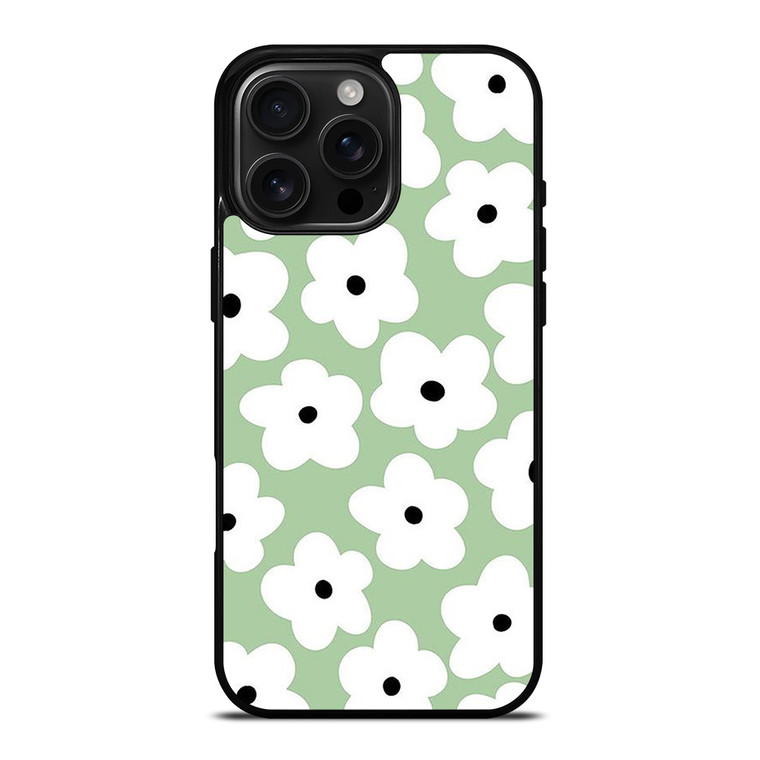 GREEN RETRO FLORAL PATTERN iPhone 16 Pro Max Case Cover