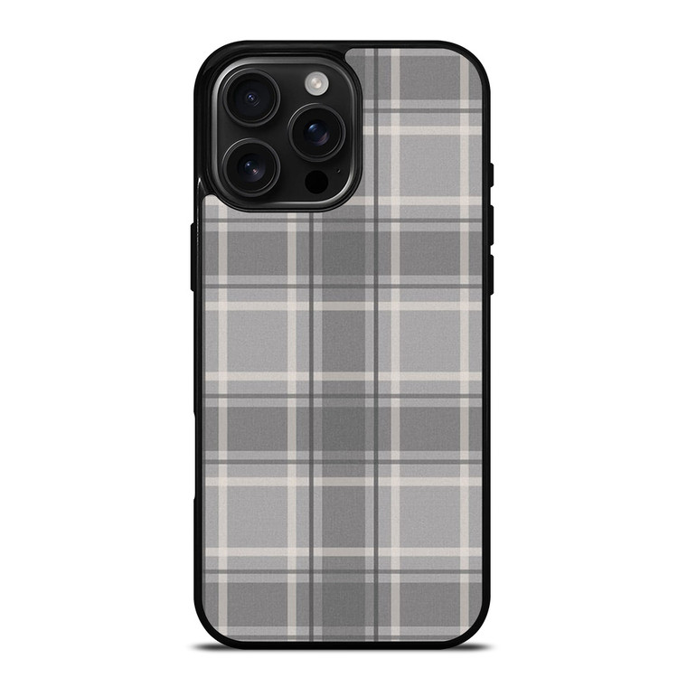 GREY TARTAN PLAID PATTERN iPhone 16 Pro Max Case Cover