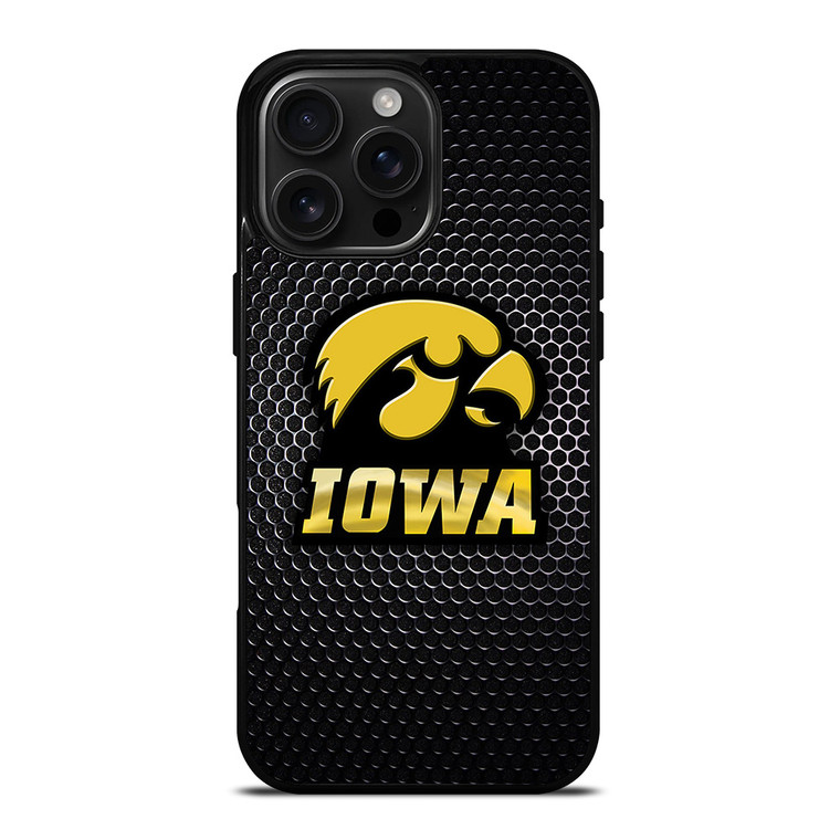 IOWA HAWKEYES METAL LOGO iPhone 16 Pro Max Case Cover