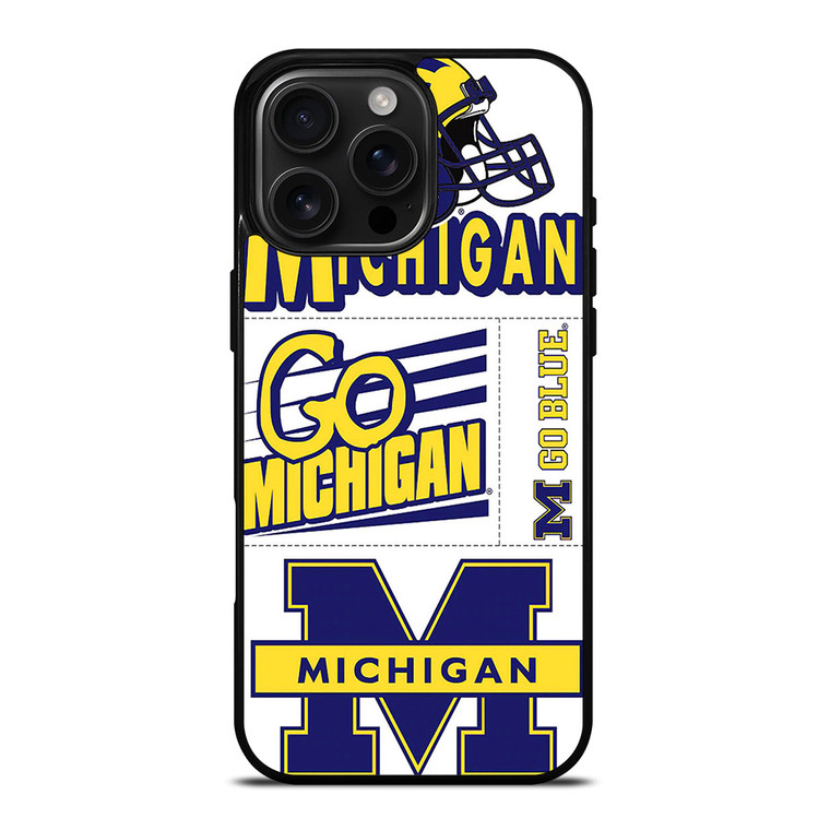 MICHIGAN WOLVERINES STICKER COLLAGE iPhone 16 Pro Max Case Cover