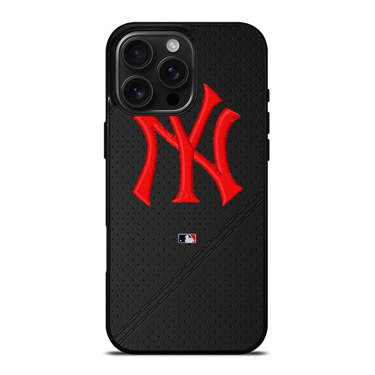 NEW YORK YANKEES STITCHING LEATHER iPhone 16 Pro Max Case Cover