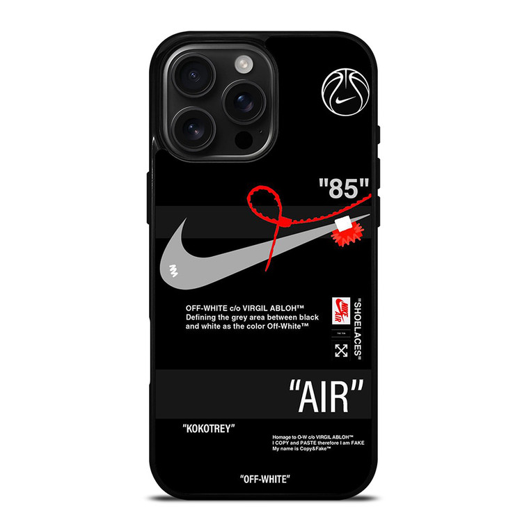 NIKE SHOES X OFF WHITE BLACK 85 iPhone 16 Pro Max Case Cover