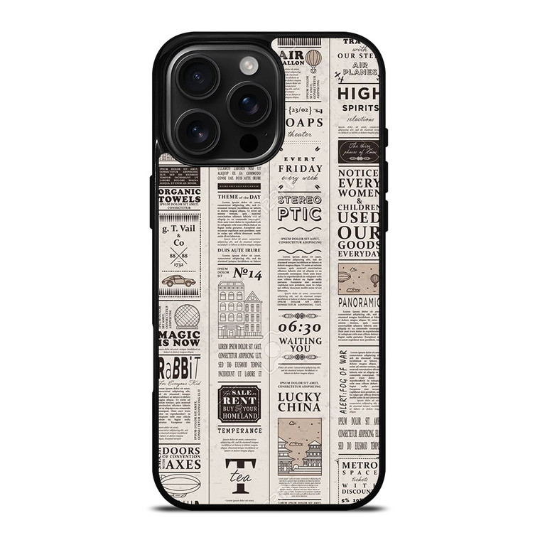 OLD NEWSPAPER PATTERN iPhone 16 Pro Max Case Cover
