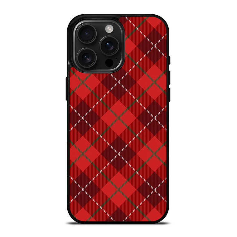 RED TARTAN CROSS PATTERN iPhone 16 Pro Max Case Cover