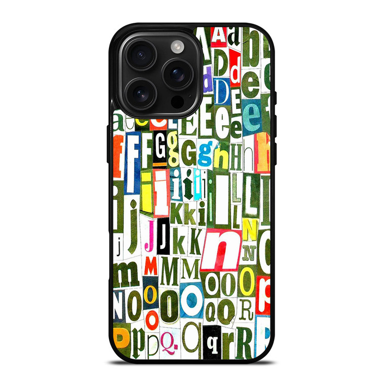 RETRO ALPHABET GREEN COLLAGE iPhone 16 Pro Max Case Cover