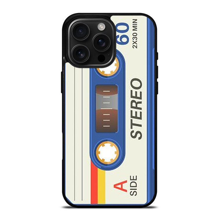 RETRO BLUE STEREO CASETTE TAPE iPhone 16 Pro Max Case Cover