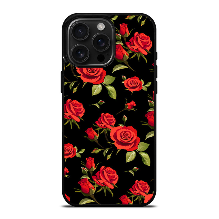 SEAMLESS RED ROSE PATTERN iPhone 16 Pro Max Case Cover