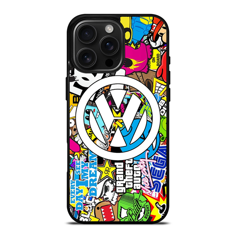 VW STICKER BOMB LOGO iPhone 16 Pro Max Case Cover VW STICKER BOMB LOGO iPhone 16 Pro Max Case Cover
