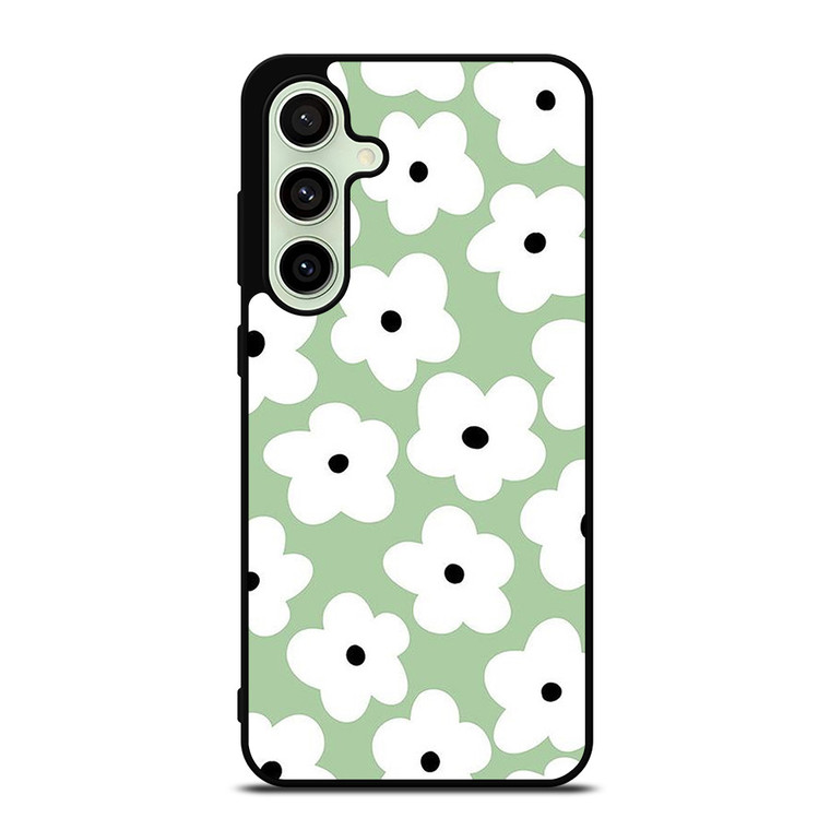 GREEN RETRO FLORAL PATTERN Samsung Galaxy S24 FE Case Cover