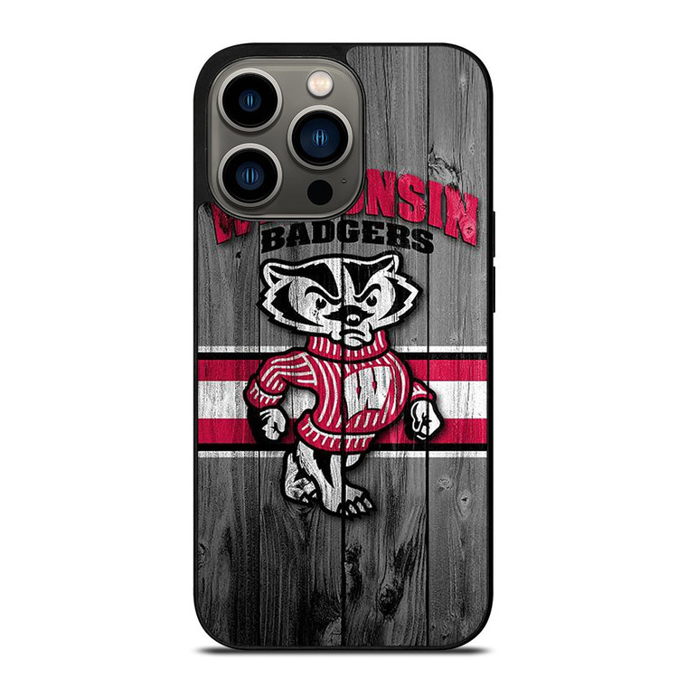 WISCONSIN BADGER WOODEN LOGO iPhone 13 Pro Case Cover