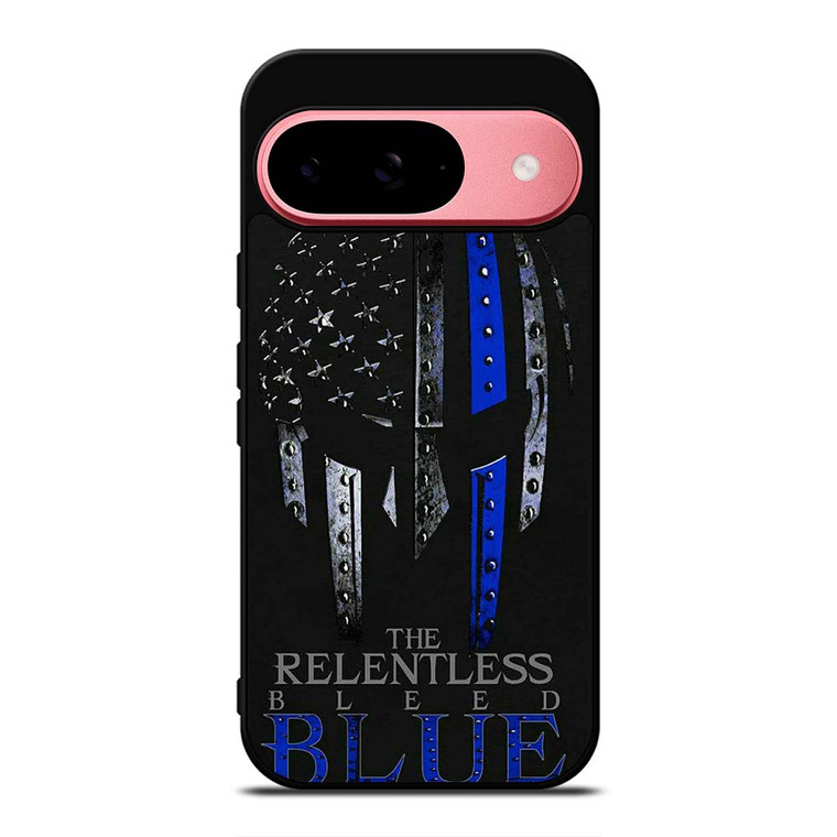 BLUE LINE POLICE WARRIOR SKULL Google Pixel 9 Case Cover
