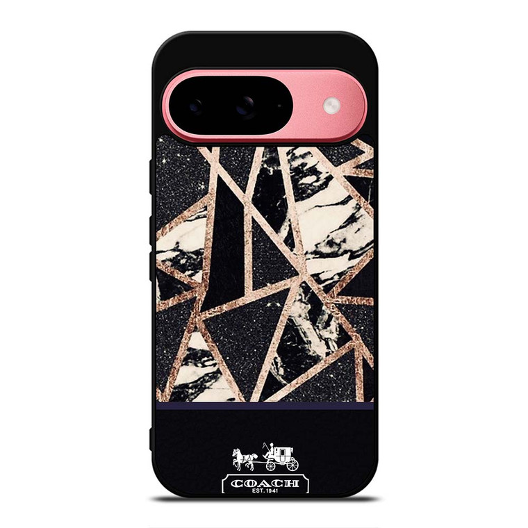 COACH NEW YORK GOLD BLACK TEXTURE Google Pixel 9 Case Cover