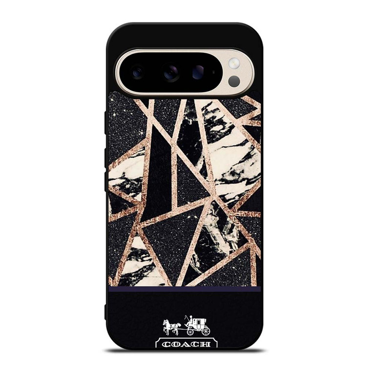 COACH NEW YORK GOLD BLACK TEXTURE Google Pixel 9 Pro Case Cover