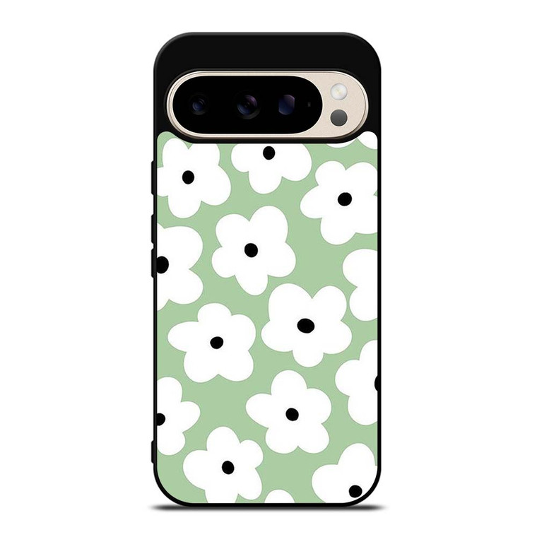 GREEN RETRO FLORAL PATTERN Google Pixel 9 Pro Case Cover