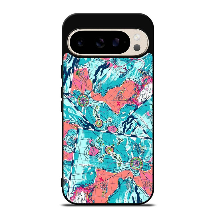 LILLY PULITZER MAP PATTERN Google Pixel 9 Pro Case Cover