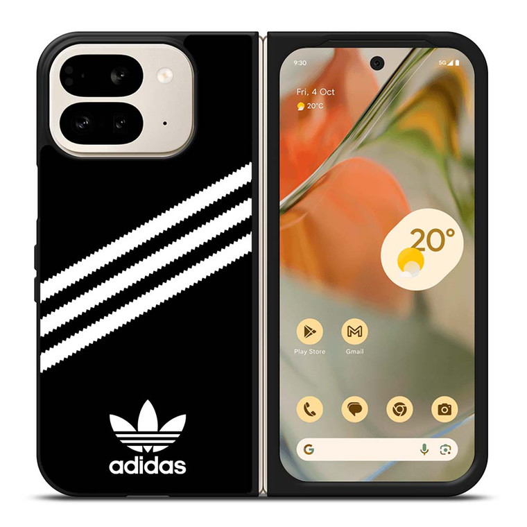 ADIDAS ORIGINALS STRIPES BLACK WHITE Google Pixel 9 Pro Fold Case Cover