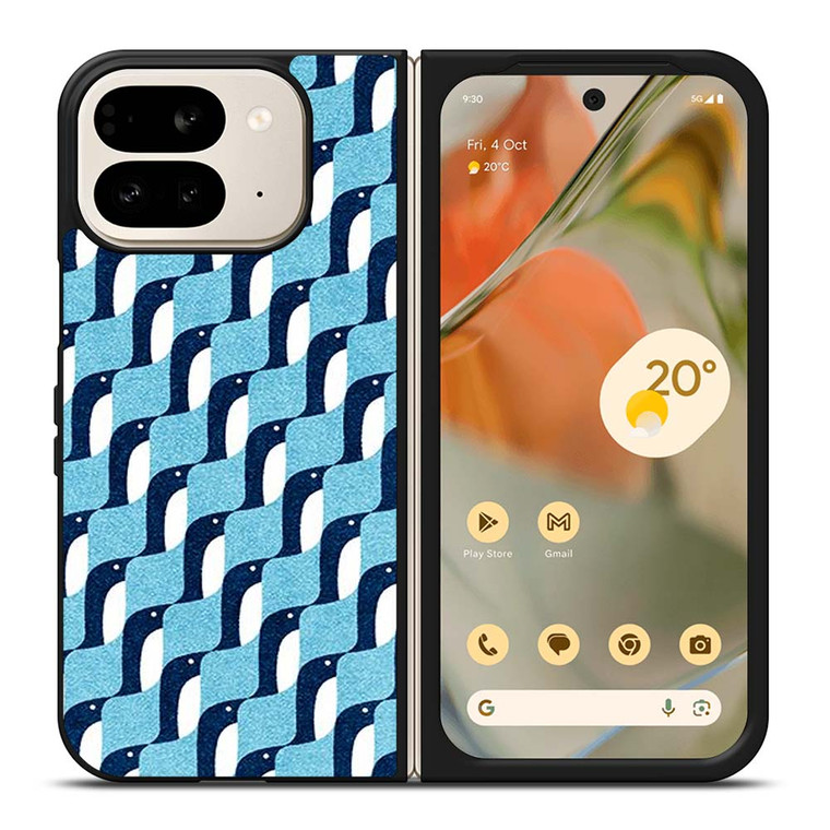 BLUE PENGUINS PATTERN Google Pixel 9 Pro Fold Case Cover