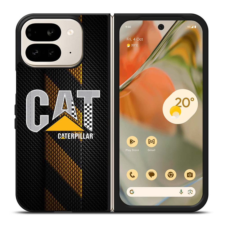 CATERPILLAR TRACTOR LOGO YELLOW METAL TRIPE Google Pixel 9 Pro Fold Case Cover