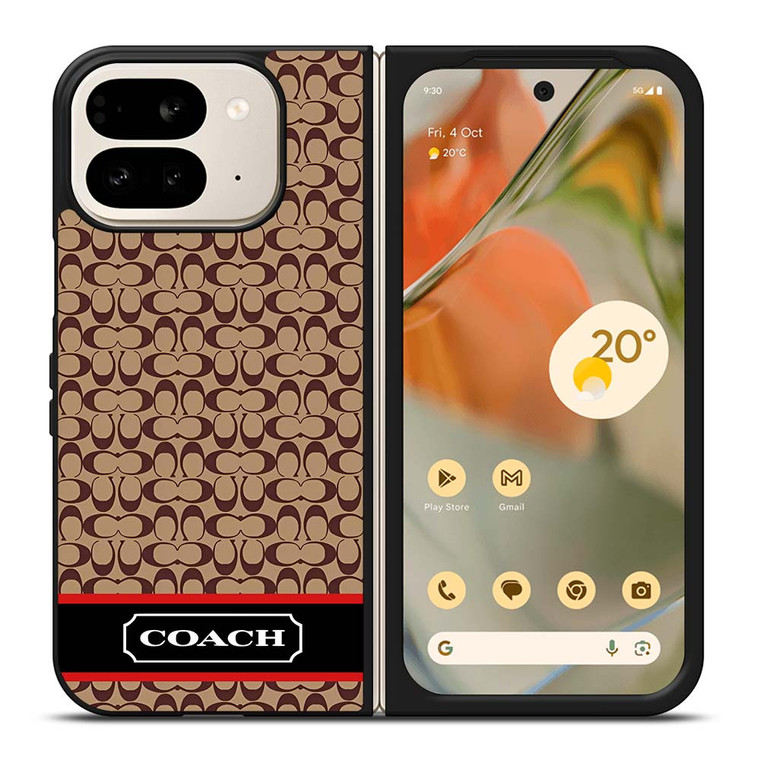 COACH NEW YORK BROWNLOGO PATTERN Google Pixel 9 Pro Fold Case Cover