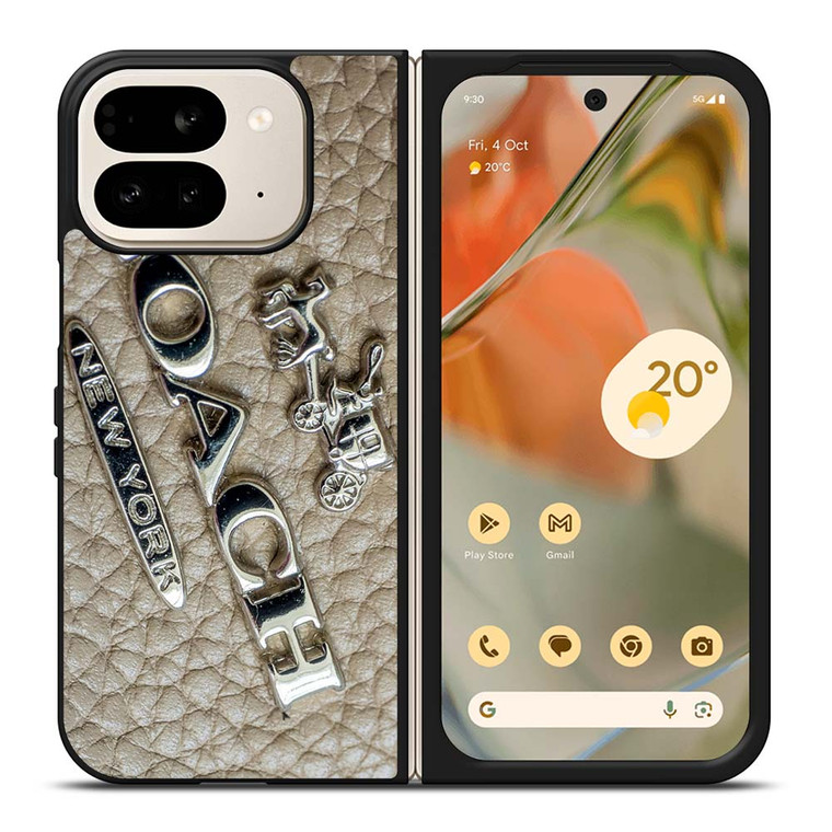 COACH NEW YORK LOGO ON LEATHER Google Pixel 9 Pro Fold Case Cover