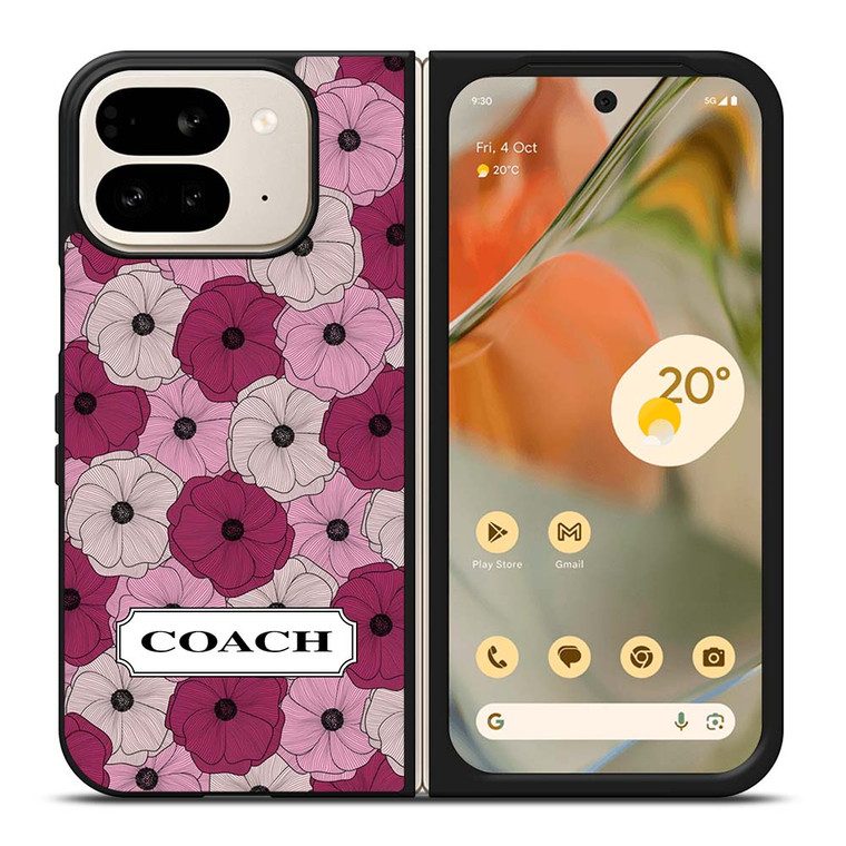 COACH NEW YORK LOGO PURPLE FLOWER Google Pixel 9 Pro Fold Case Cover