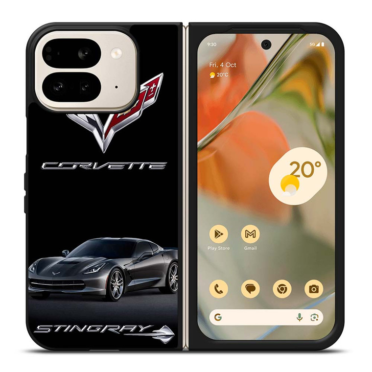 CORVETTE STINGRAY C7 BLACK CAR Google Pixel 9 Pro Fold Case Cover