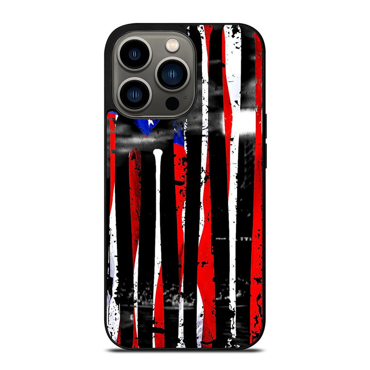USA FLAG AMERICAN BASEBALL BLACK WHITE iPhone 13 Pro Case Cover